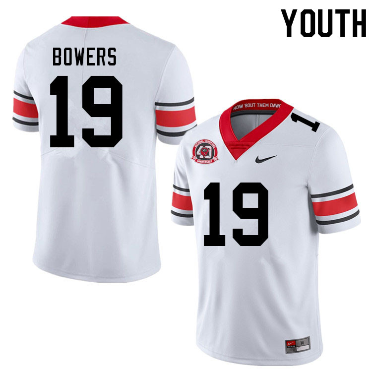 Youth #19 Brock Bowers Georgia Bulldogs Nationals Champions 40th Anniversary College Football Jersey - Click Image to Close
